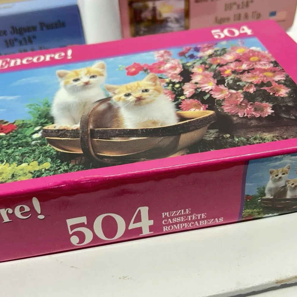 Lot of 3 Vintage Jigsaw Puzzles Factory Sealed Encore 504 Picture Frame 250